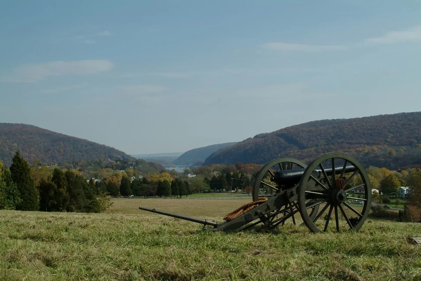 Civil War artillery equipment on a prairie