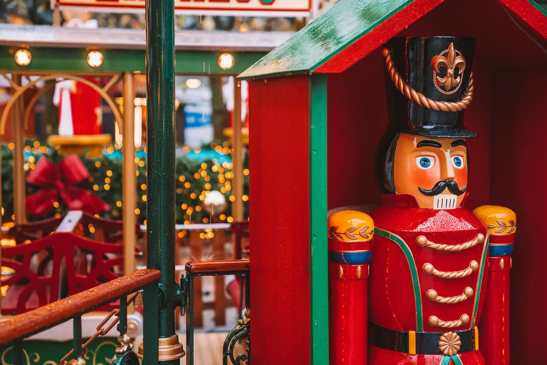 An oversized nutcracker at the Holiday Markets