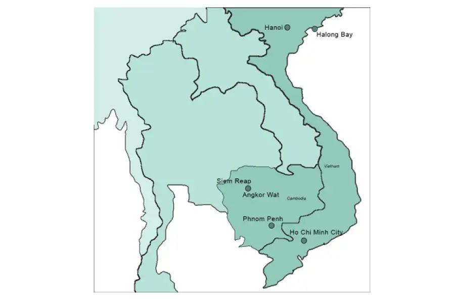 Map of Indochina for Young Alumni tour