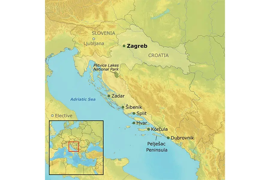 Map of the Croatia tour