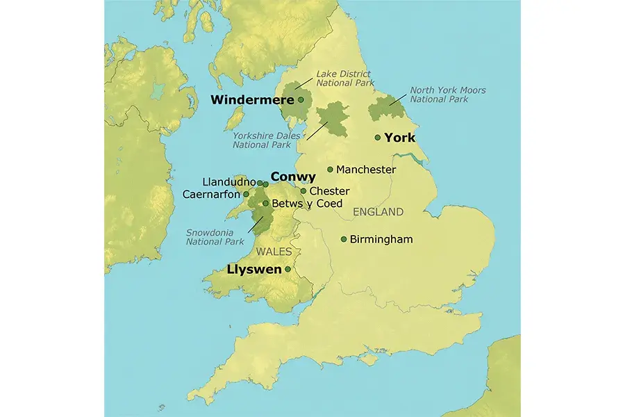 Map of the Heart of Britain tour