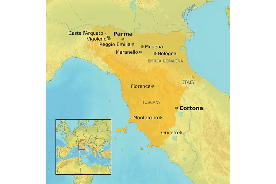 Map of the Italy tour