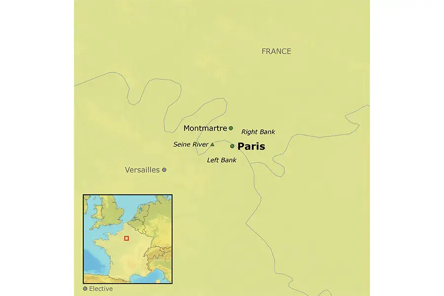 Map of Paris tour