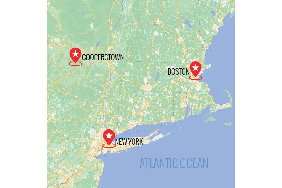 Historical Baseball tour map