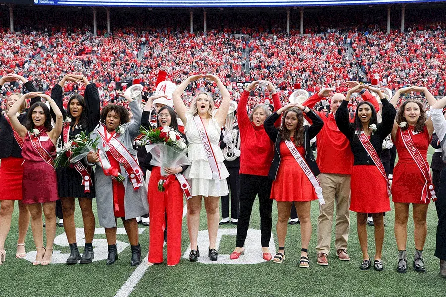 Homecoming Court on the field at Ohio Stadium