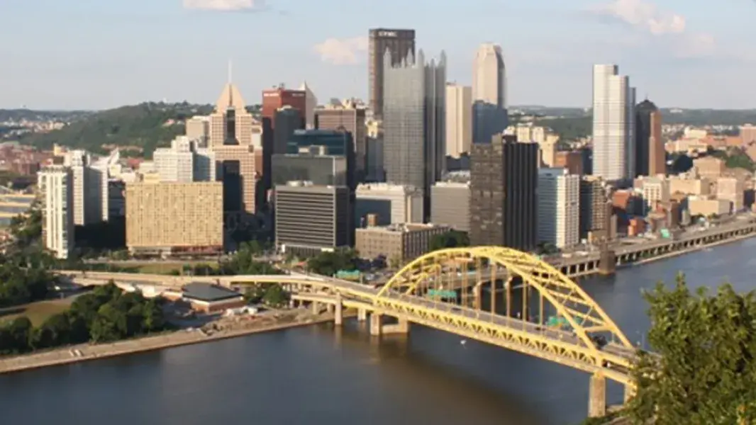 Aerial view of downtown Pittsburgh
