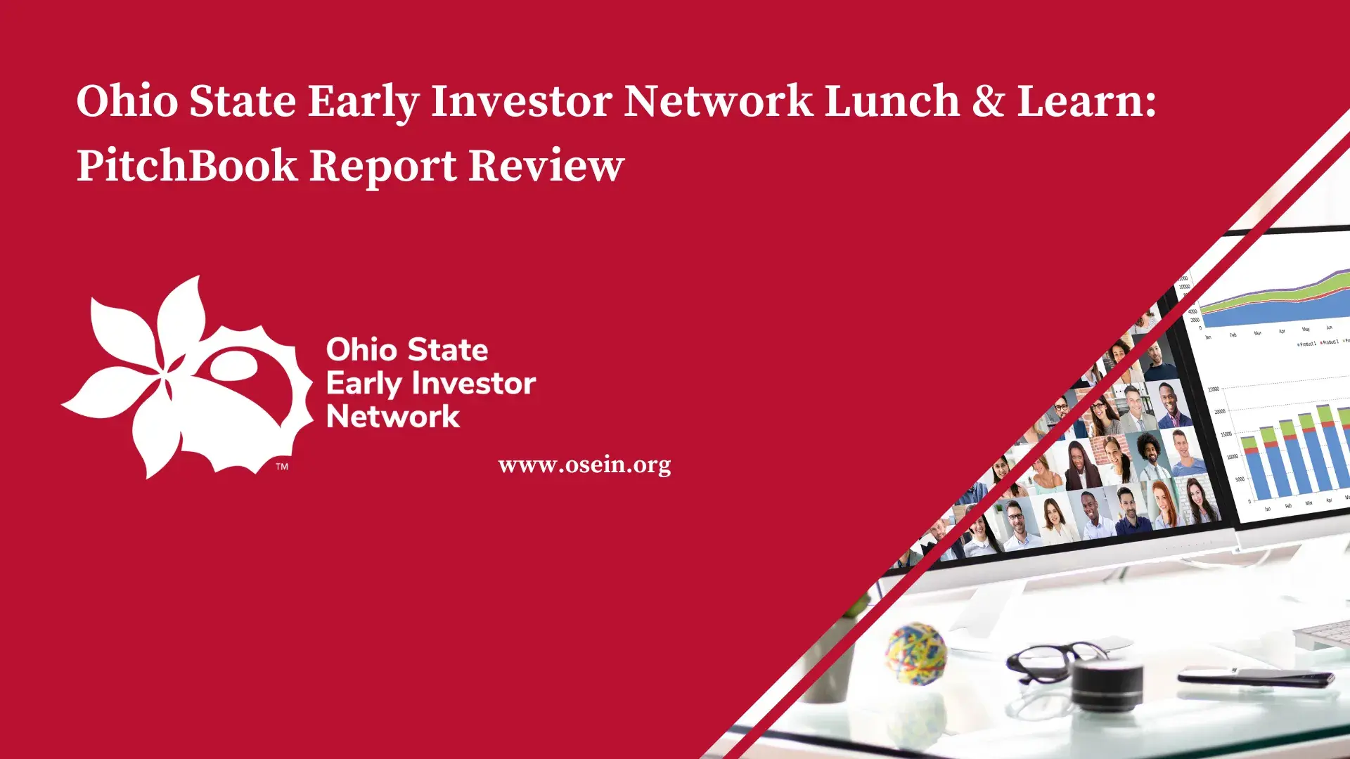 scarlet background with the words ohio state early investor network