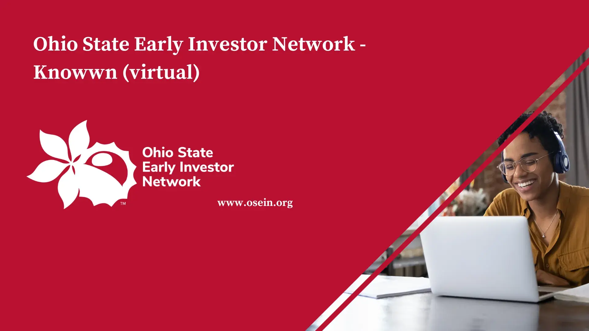 scarlet background with the words ohio state early investor network