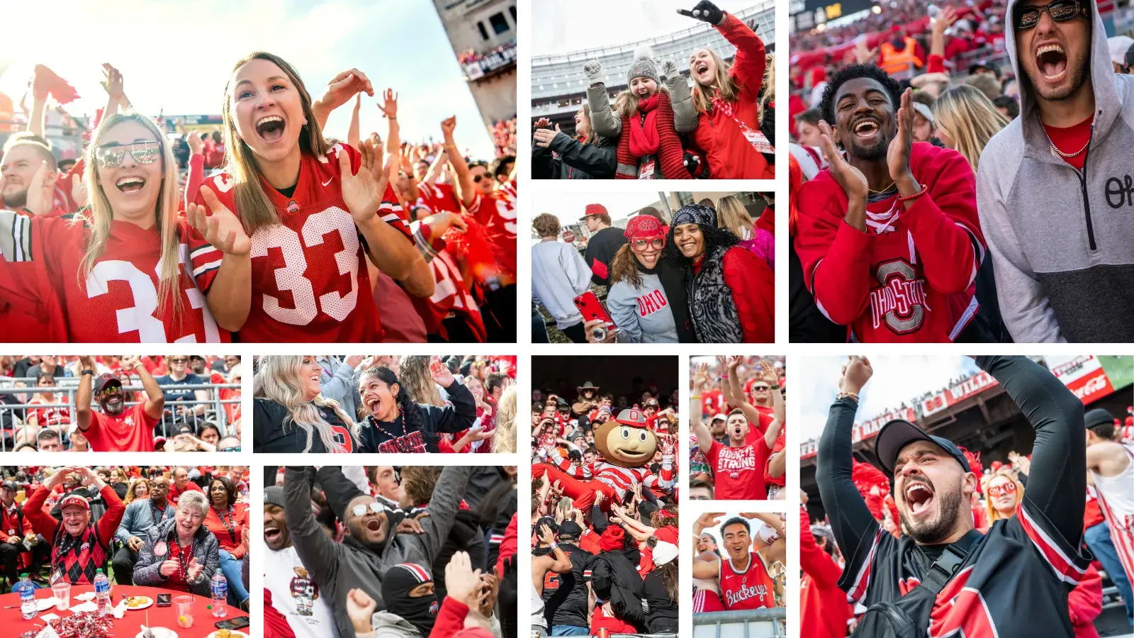photo collage of ohio state football fans