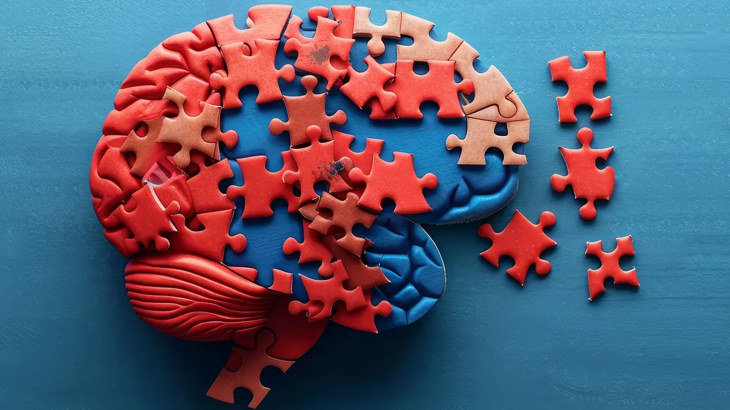 puzzle pieces inside the shape of a human brain