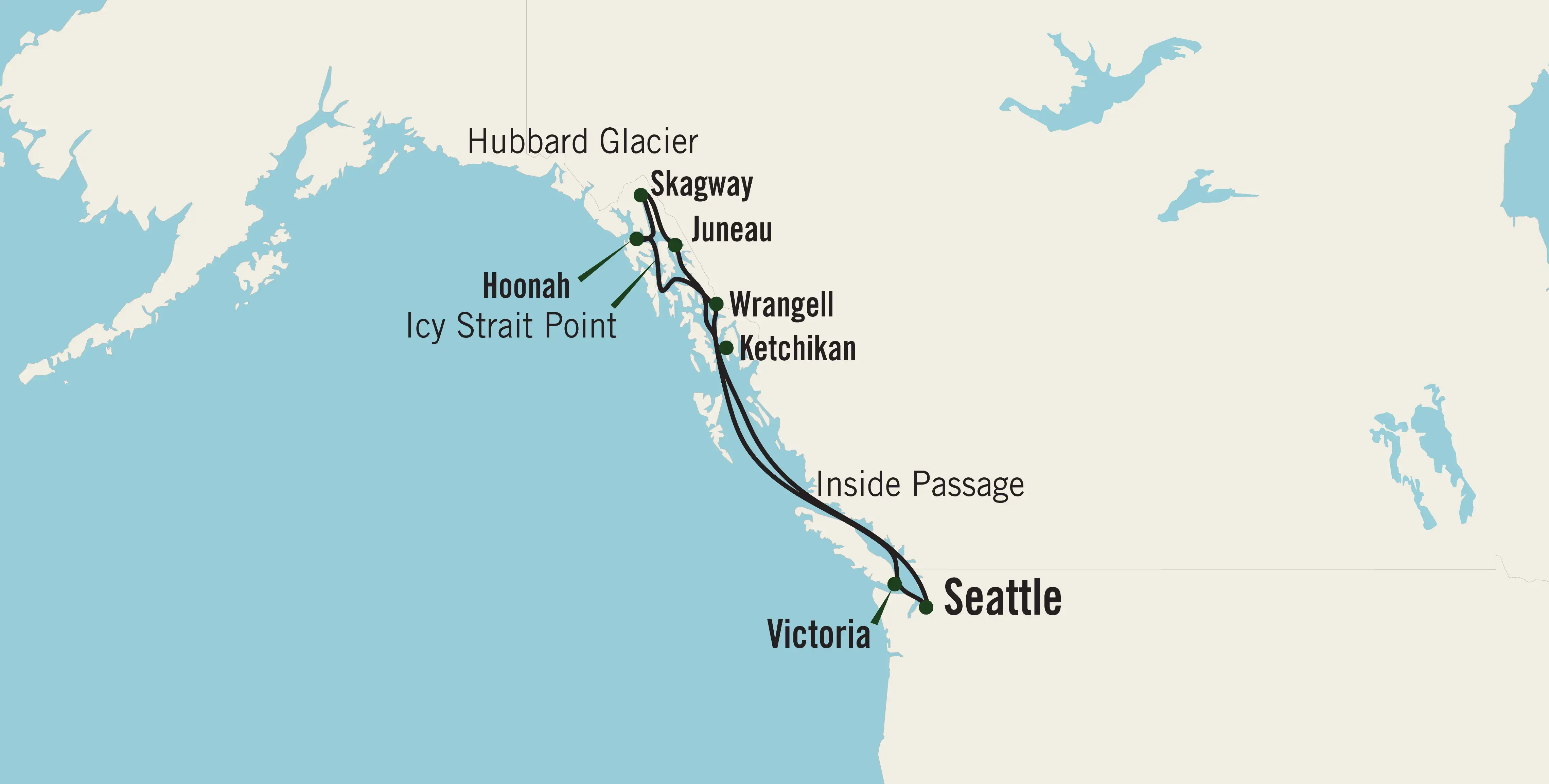 Map of the Majestic Vistas and Wildlife of Alaska tour