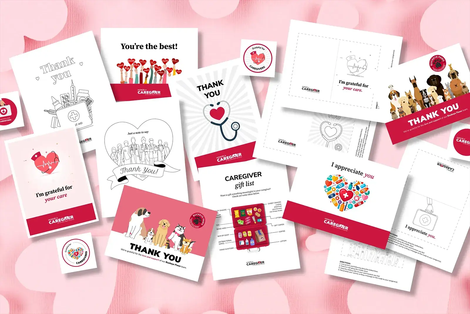 collage of buckeye-themed stationary