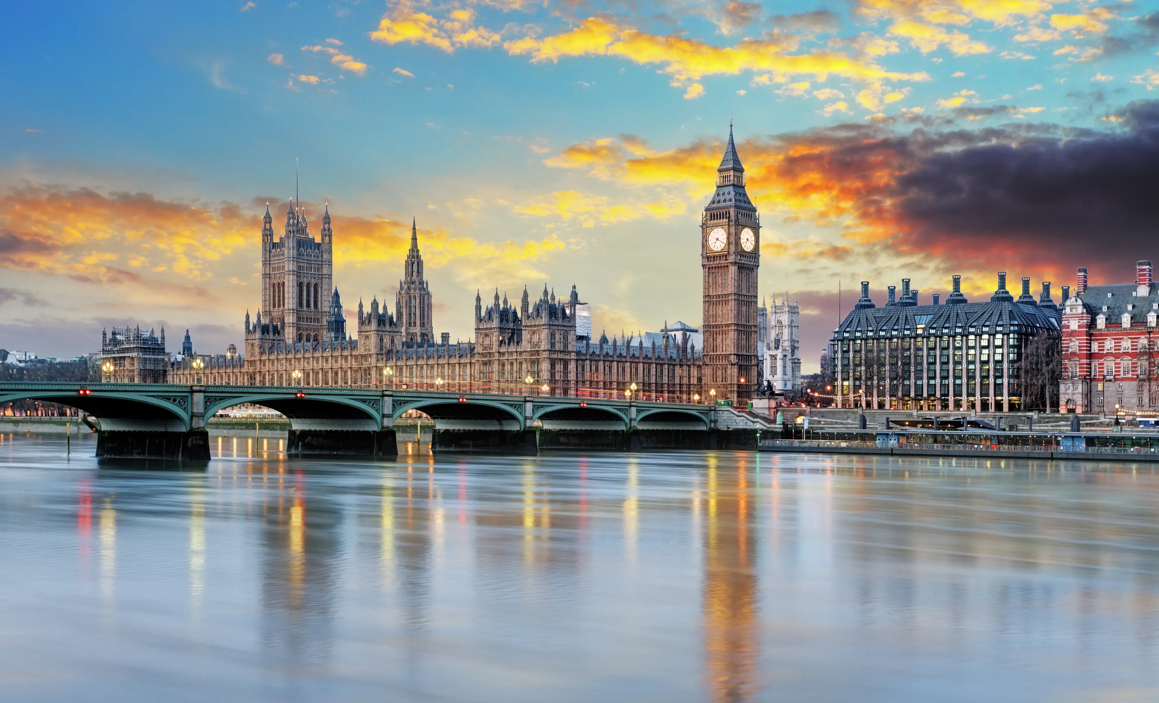 View of London's cityscape from the water