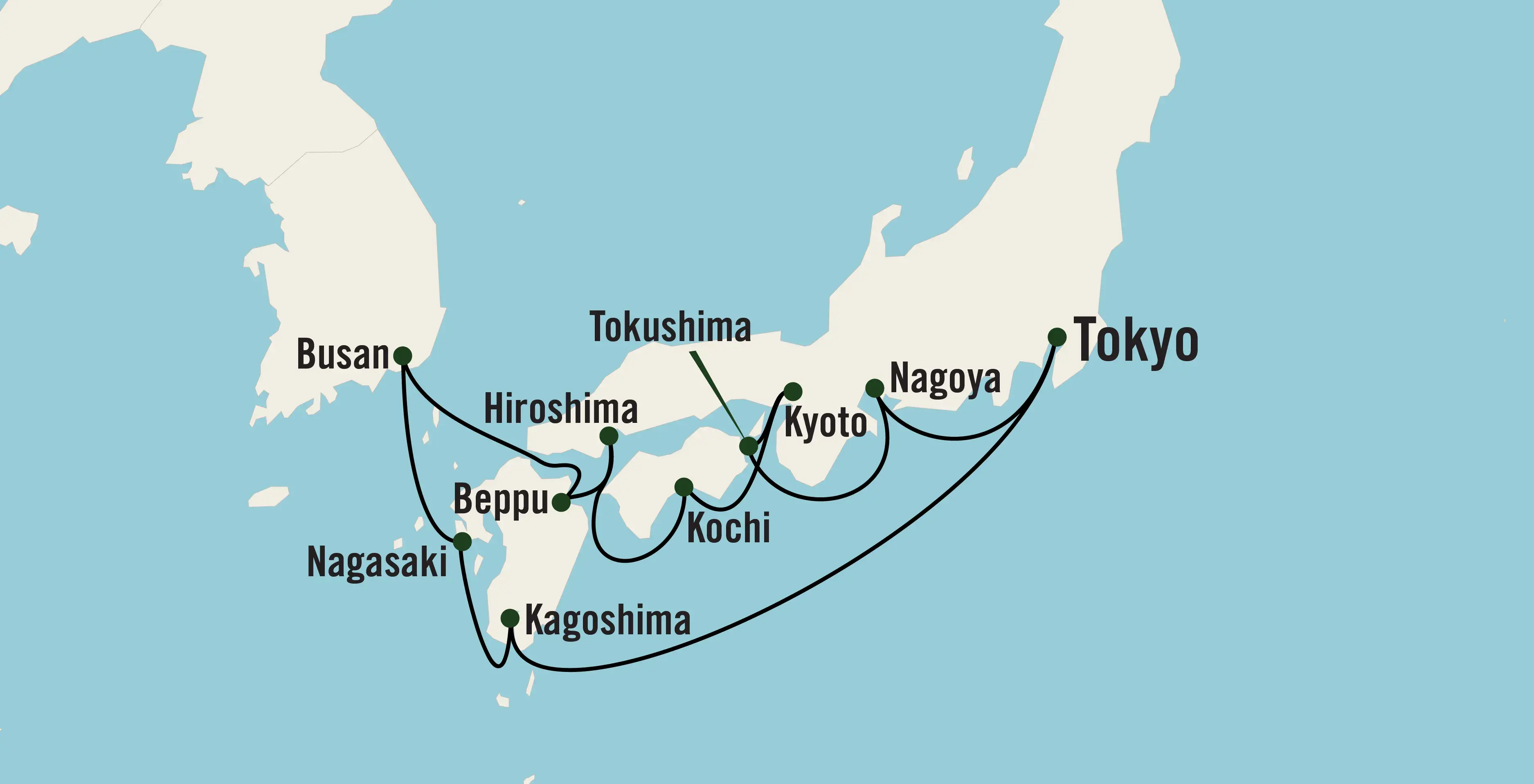Map of the Cherry Blossom Splendor tour