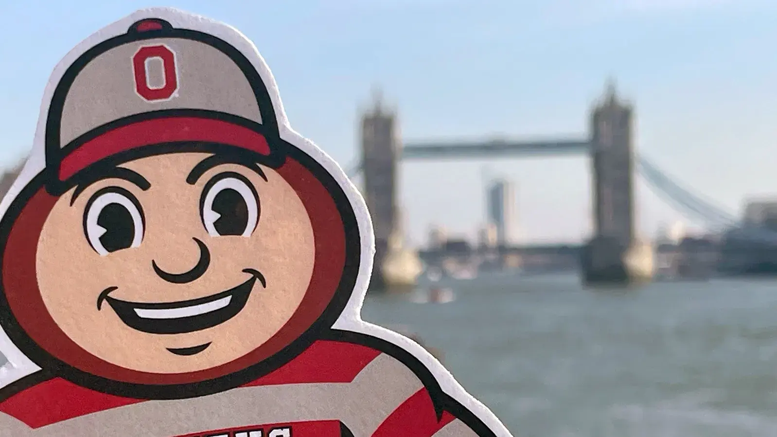 brutus buckeye cutout in front of the london bridge