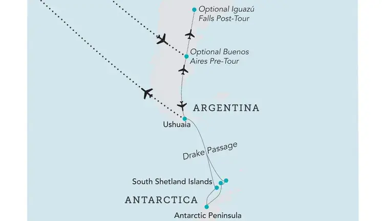 Map of the Antarctica tour