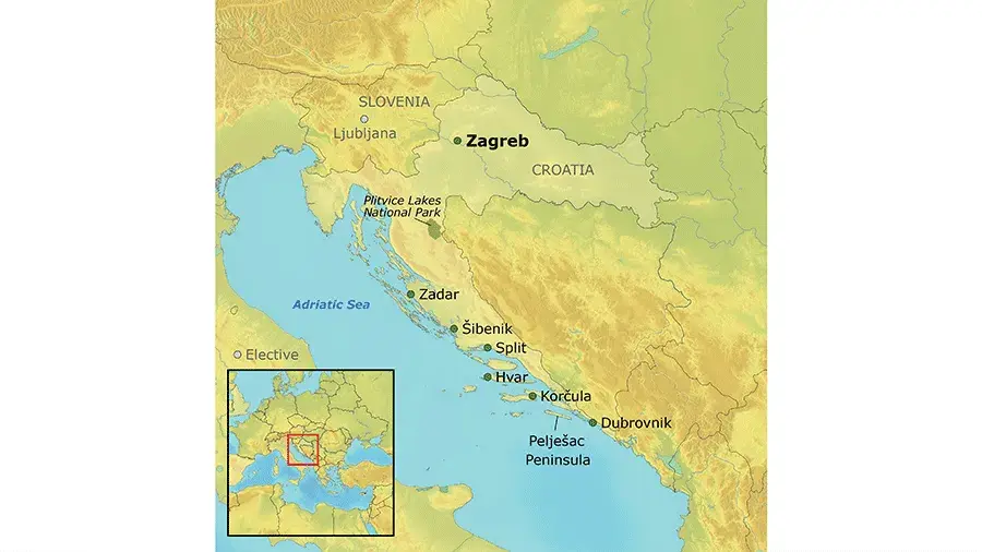 A Map of Croatia and the Dalmatian Coast