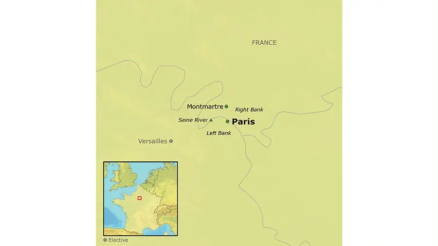 Map of the Paris Featuring the African American Experience tour route