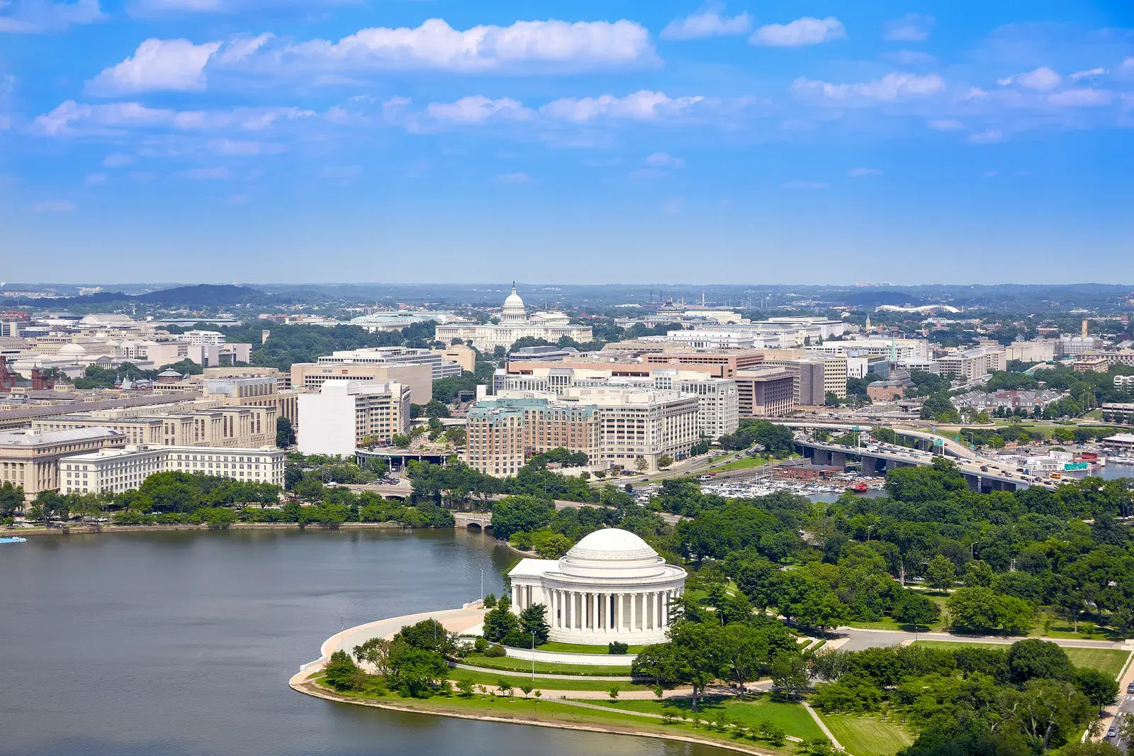 aerial view of washington dc