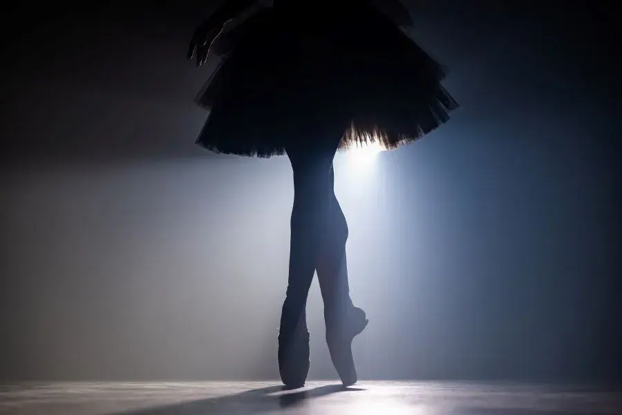 Ballet dancer's legs in silhouette