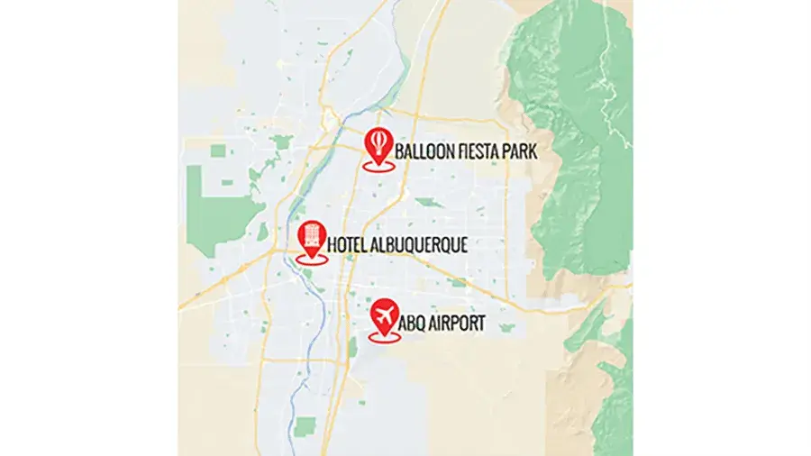 Map of the Albuquerque International Balloon Fiesta tour route