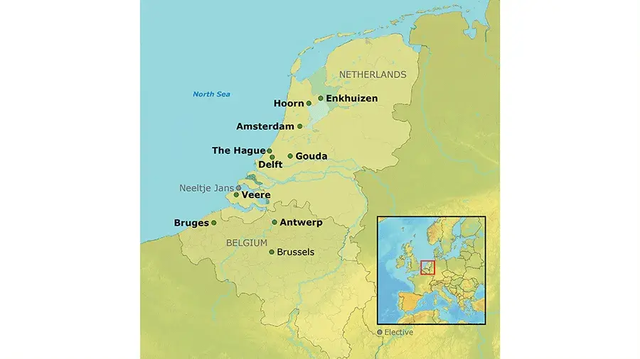 Map of the Dutch Waterways tour route