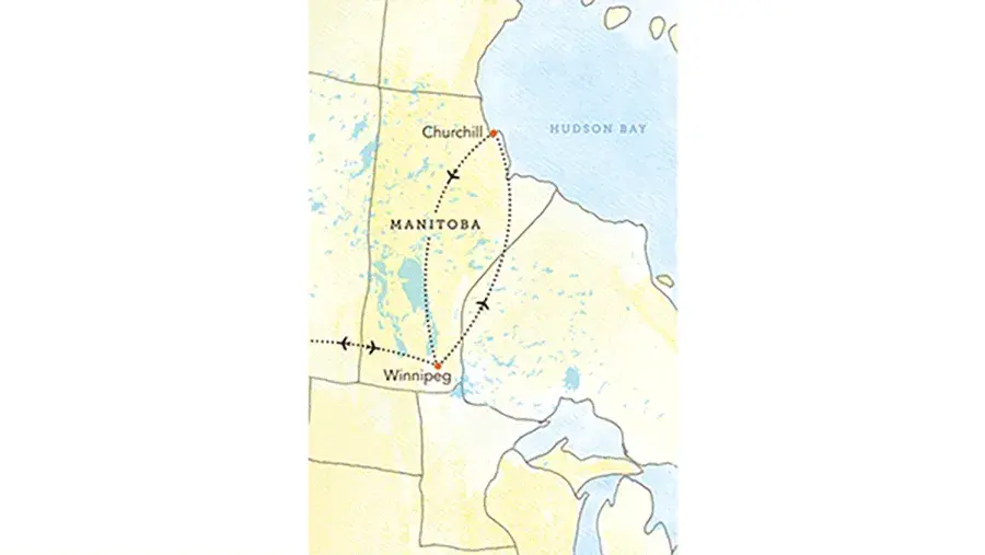 Map of the Polar Bears of Churchill tour route
