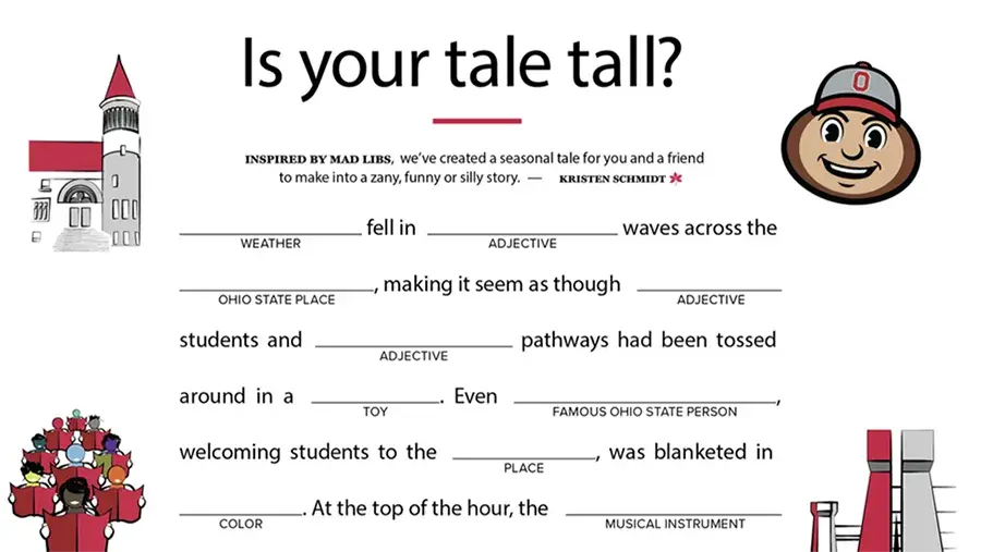 illustration of a buckeye-themed mad libs