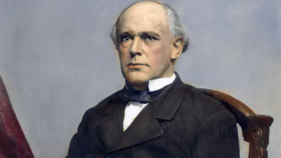 illustration of an elderly man in a black suit