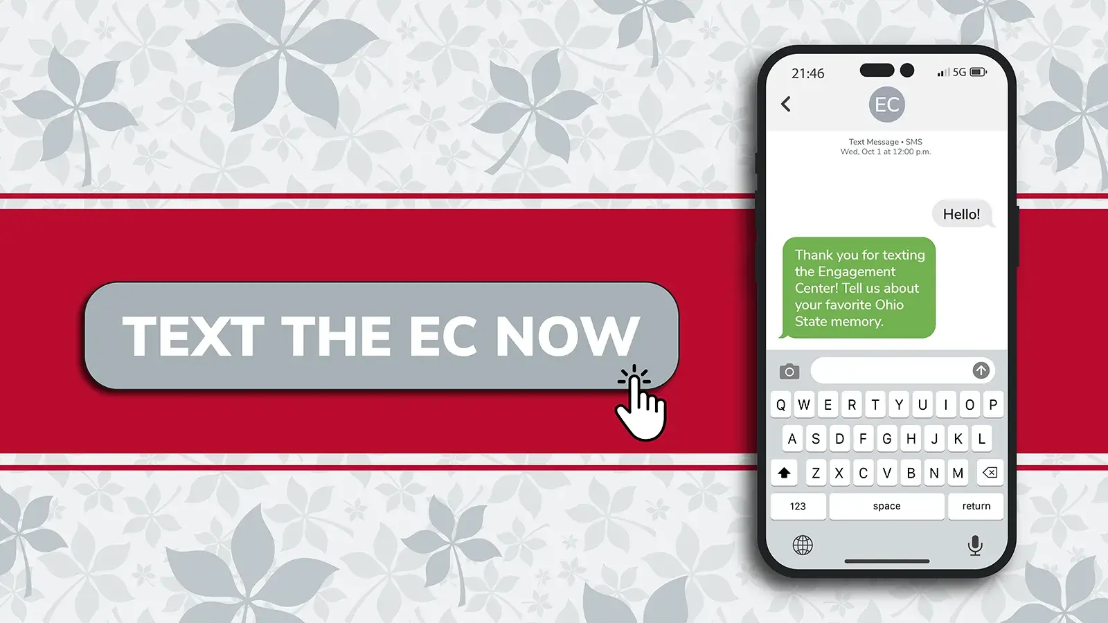 illustration of a mobile device with the words text the ec now