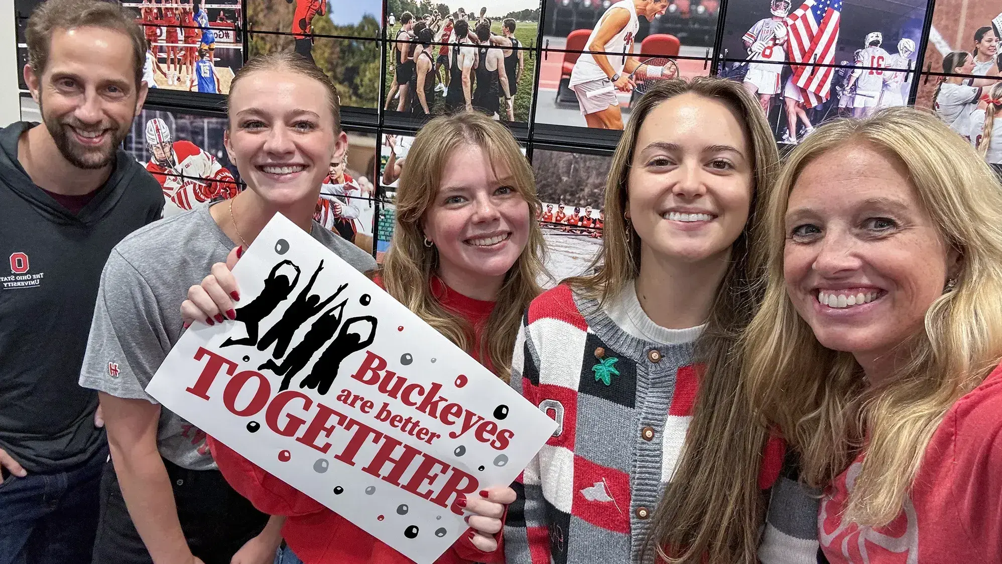 Group of individuals holding a Buckeyes Are Better Together banner
