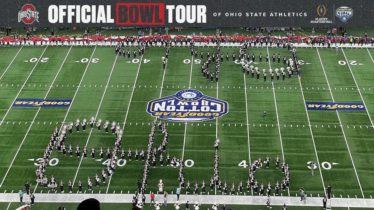 script ohio performed on a football field