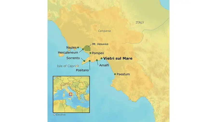 Map of the Amalfi Coast tour route