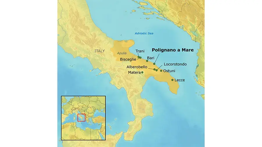 Map of Apulia, Italy tour