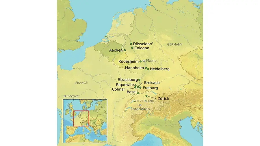 Map of the Holiday Markets tour route