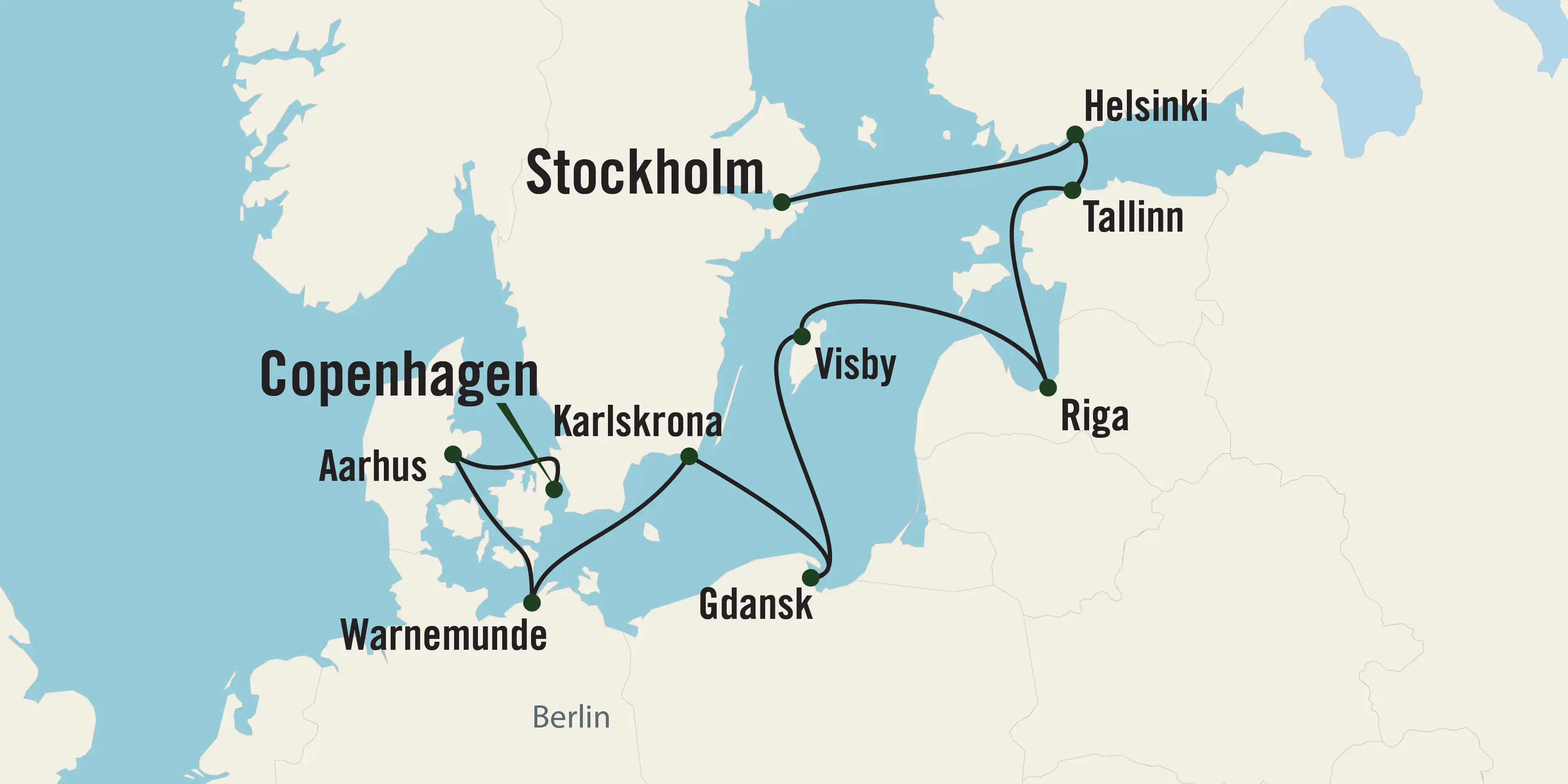baltic capitals and nordic shores tour map