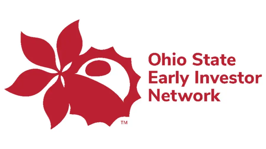 Red Buckeye with buckeye leaf graphic with Ohio State Early Investor Network text.