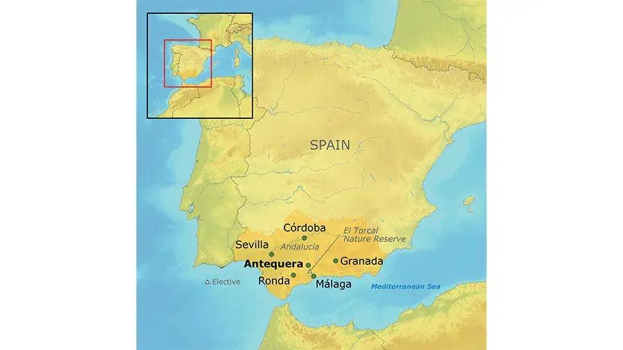 Map of the Spain – Andalucia in a Parador tour route