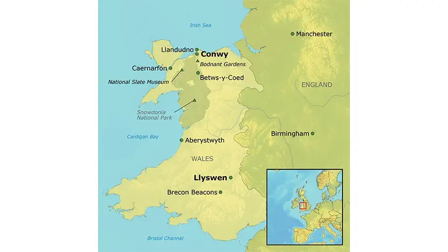 The Wales – Land and Legend tour route