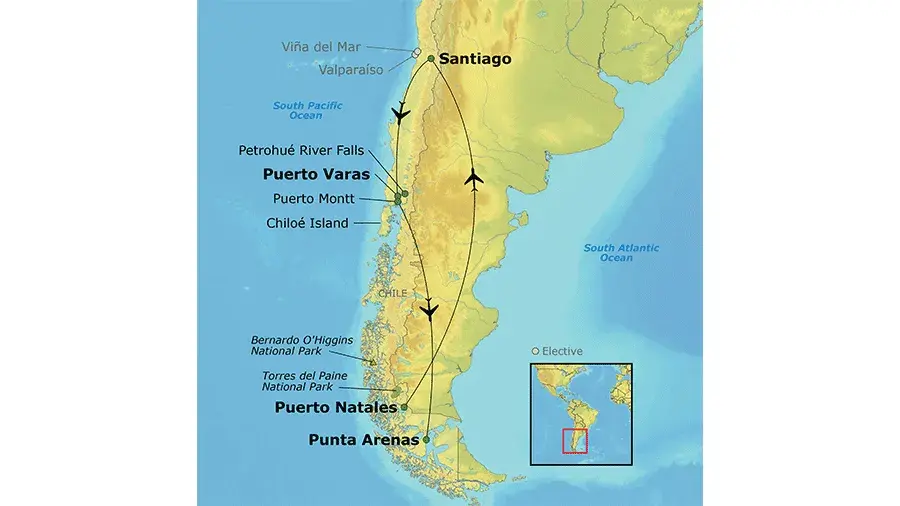 map for chilean wonders tour