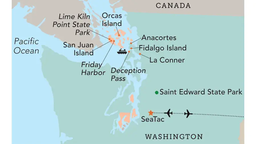 Map of The San Juan Islands tour route