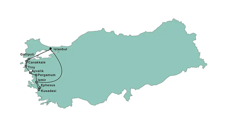 Turkey for Young Alumni 2027 tour route map