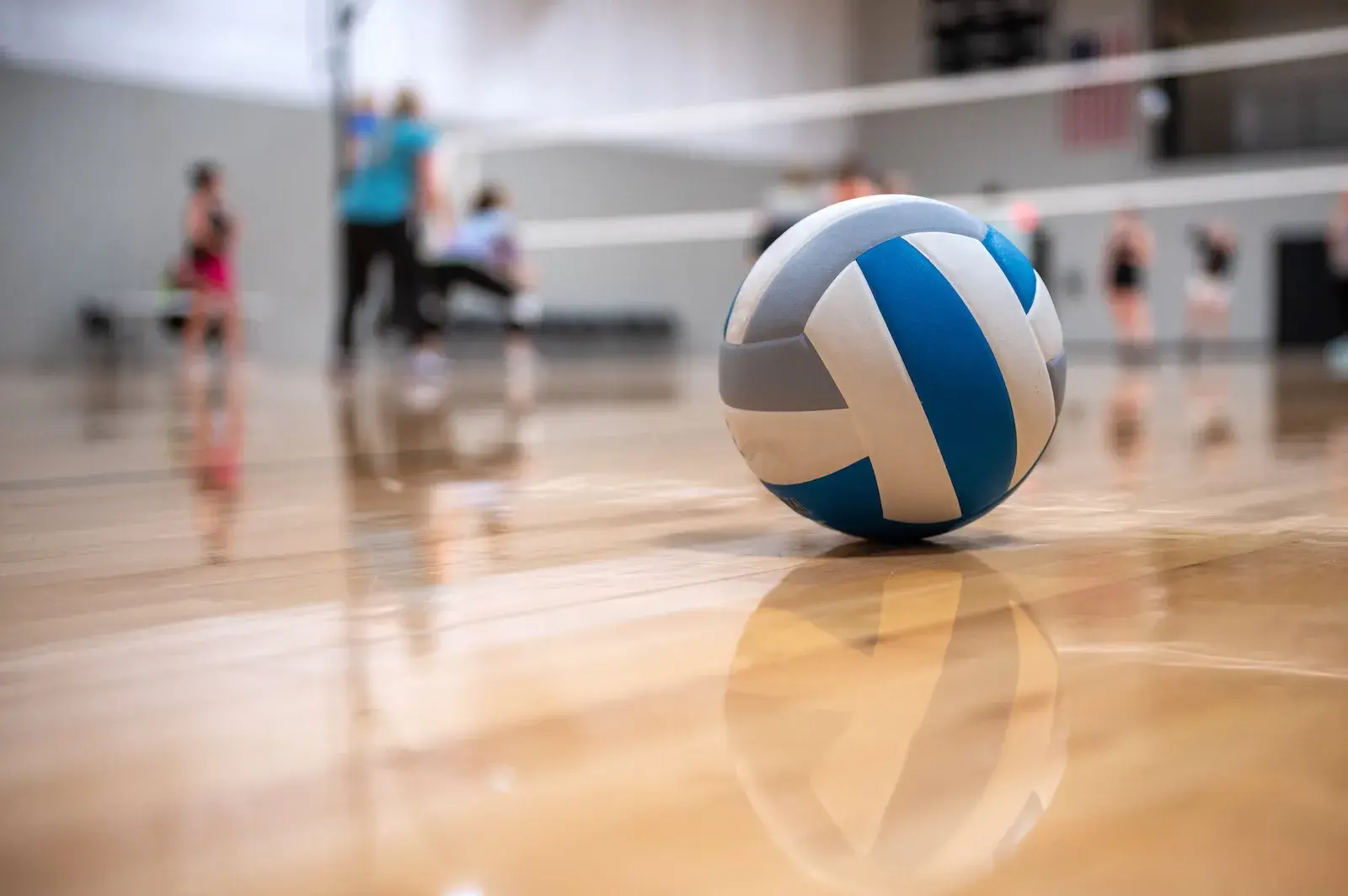 Volleyball on court.