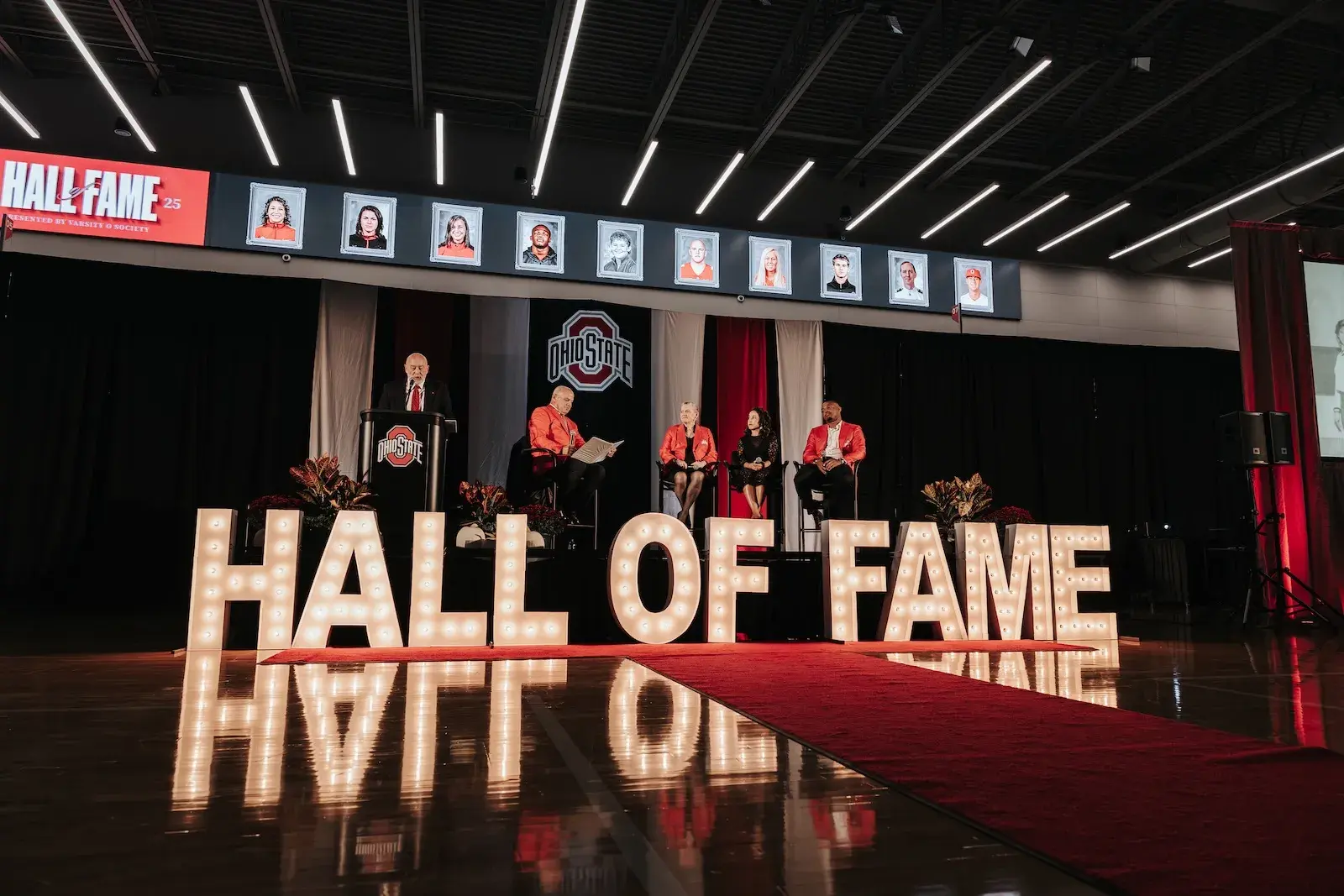 Hall of Fame LED signage at speaker panel event.