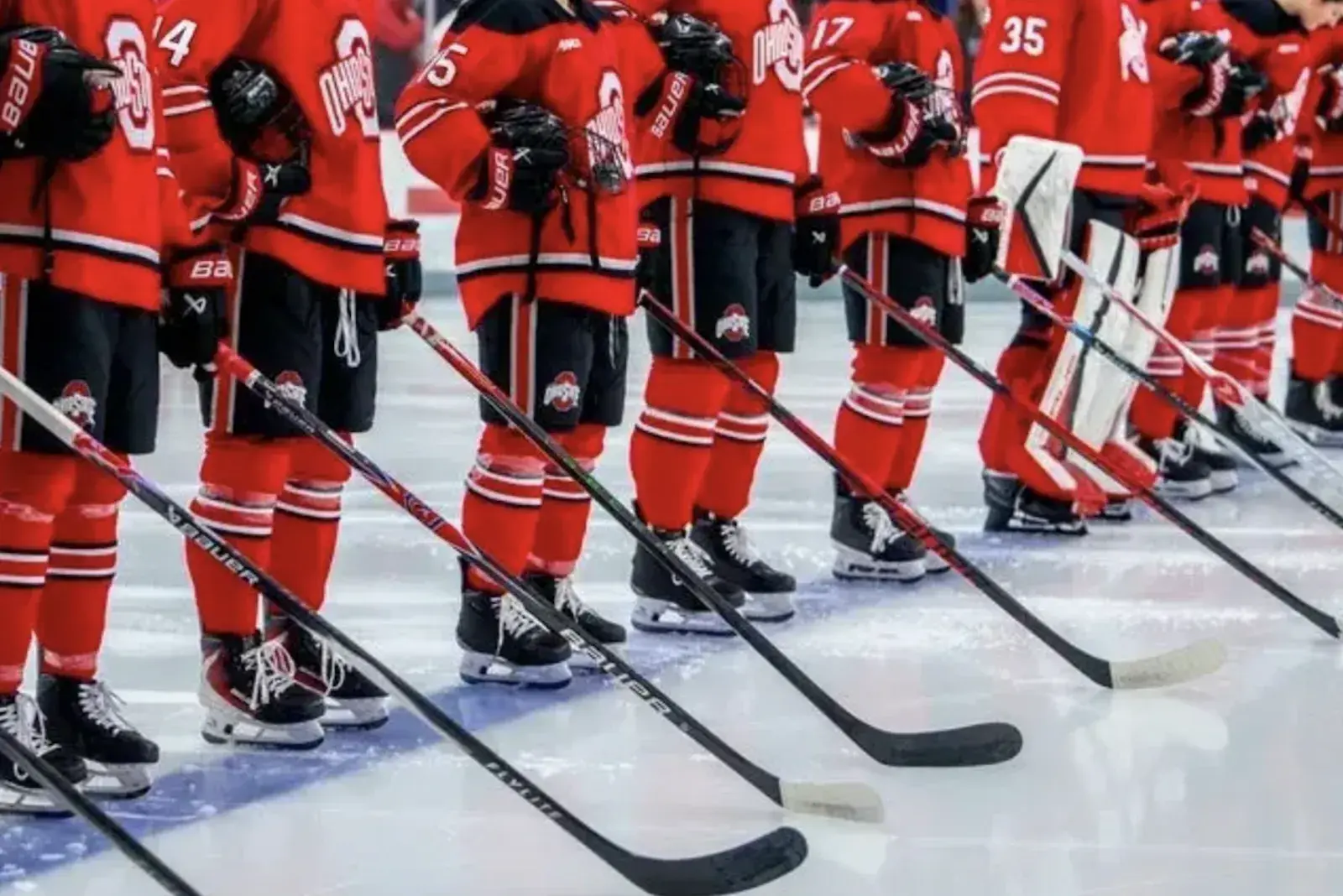 Hockey players on the ice.