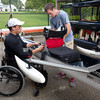 Para-rowers use boats outfitted with specialized seats and pontoons. (Kevin Fitzsimons)