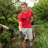 An Ohio State student volunteers as a part of the Ohio State Tour visit to the Civic Garden Center of Greater Cincinnati.