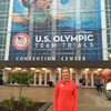 Cheyenne Meek poses outside of the U.S. Olympic Team Swimming Trials in Omaha, Neb.