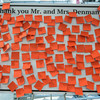 Ohio State students shared thank you notes for the Denmans on post-it notes on a display board.