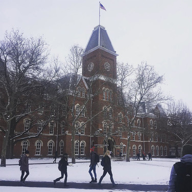 Nothing like a little snow to brighten up my morning walk. -Engineering student Rachel Mager
